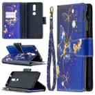 For Nokia 2.4 Colored Drawing Pattern Zipper Horizontal Flip Leather Case with Holder & Card Slots & Wallet(Purple Butterfly) - 1