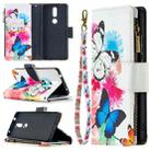 For Nokia 2.4 Colored Drawing Pattern Zipper Horizontal Flip Leather Case with Holder & Card Slots & Wallet(Two Butterflies) - 1