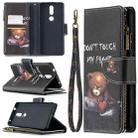 For Nokia 2.4 Colored Drawing Pattern Zipper Horizontal Flip Leather Case with Holder & Card Slots & Wallet(Bear) - 1