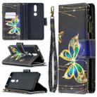 For Nokia 2.4 Colored Drawing Pattern Zipper Horizontal Flip Leather Case with Holder & Card Slots & Wallet(Big Butterfly) - 1