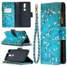 For Nokia 2.4 Colored Drawing Pattern Zipper Horizontal Flip Leather Case with Holder & Card Slots & Wallet(Plum Blossom) - 1