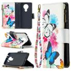 For Nokia 3.4 Colored Drawing Pattern Zipper Horizontal Flip Leather Case with Holder & Card Slots & Wallet(Two Butterflies) - 1