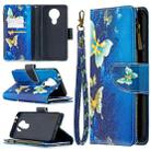 For Nokia 3.4 Colored Drawing Pattern Zipper Horizontal Flip Leather Case with Holder & Card Slots & Wallet(Gold Butterfly) - 1
