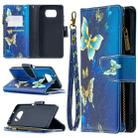 For Xiaomi Mi Poco X3 Colored Drawing Pattern Zipper Horizontal Flip Leather Case with Holder & Card Slots & Wallet(Gold Butterfly) - 1