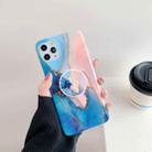 Irregular Marble Pattern Shockproof Protective Case with Holder For iPhone 12 mini(Shining Gold Blue) - 1