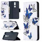 For Nokia 2.4 Colored Drawing Pattern Horizontal Flip Leather Case with Holder & Card Slots & Wallet(Blue Butterfly) - 1