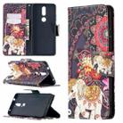 For Nokia 2.4 Colored Drawing Pattern Horizontal Flip Leather Case with Holder & Card Slots & Wallet(Flowers and Elephant) - 1