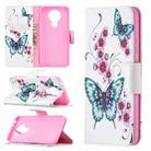 For Nokia 3.4 Colored Drawing Pattern Horizontal Flip Leather Case with Holder & Card Slots & Wallet(Peach Blossom and Butterfly) - 1