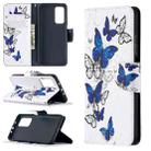 For Xiaomi Mi 10T / 10 Pro 5G Colored Drawing Pattern Horizontal Flip Leather Case with Holder & Card Slots & Wallet(Blue Butterfly) - 1
