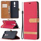 For Nokia 2.4 Color Matching Denim Texture Leather Case with Holder & Card Slots & Wallet & Lanyard(Red) - 1