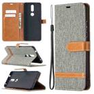 For Nokia 2.4 Color Matching Denim Texture Leather Case with Holder & Card Slots & Wallet & Lanyard(Gray) - 1