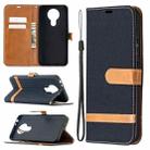For Nokia 3.4 Color Matching Denim Texture Leather Case with Holder & Card Slots & Wallet & Lanyard(Black) - 1