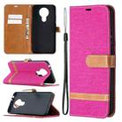 For Nokia 3.4 Color Matching Denim Texture Leather Case with Holder & Card Slots & Wallet & Lanyard(Rose Red) - 1