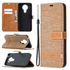 For Nokia 3.4 Color Matching Denim Texture Leather Case with Holder & Card Slots & Wallet & Lanyard(Brown) - 1