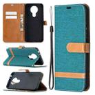 For Nokia 3.4 Color Matching Denim Texture Leather Case with Holder & Card Slots & Wallet & Lanyard(Green) - 1