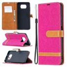 For Xiaomi Mi Poco X3 Color Matching Denim Texture Leather Case with Holder & Card Slots & Wallet & Lanyard(Rose Red) - 1