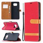 For Xiaomi Mi Poco X3 Color Matching Denim Texture Leather Case with Holder & Card Slots & Wallet & Lanyard(Red) - 1