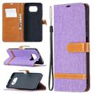 For Xiaomi Mi Poco X3 Color Matching Denim Texture Leather Case with Holder & Card Slots & Wallet & Lanyard(Purple) - 1