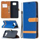 For Xiaomi Mi Poco X3 Color Matching Denim Texture Leather Case with Holder & Card Slots & Wallet & Lanyard(Royal Blue) - 1