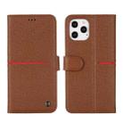 For iPhone 12 mini GEBEI Top-grain Leather Horizontal Flip Protective Case with Holder & Card Slots & Wallet & Photo Frame (Brown) - 1