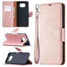 For Xiaomi Poco X3 Litchi Texture Pure Color Horizontal Flip Leather Case with Holder & Card Slots & Wallet & Lanyard(Rose Gold) - 1