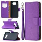 For Xiaomi Poco X3 Litchi Texture Pure Color Horizontal Flip Leather Case with Holder & Card Slots & Wallet & Lanyard(Purple) - 1