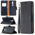 For Nokia 2.4 Litchi Texture Pure Color Horizontal Flip Leather Case with Holder & Card Slots & Wallet & Lanyard(Black) - 1