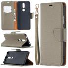 For Nokia 2.4 Litchi Texture Pure Color Horizontal Flip Leather Case with Holder & Card Slots & Wallet & Lanyard(Grey) - 1