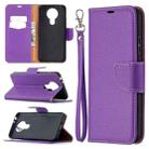 For Nokia 3.4 Litchi Texture Pure Color Horizontal Flip Leather Case with Holder & Card Slots & Wallet & Lanyard(Purple) - 1