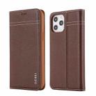 For iPhone 12 mini GEBEI Top-grain Leather Horizontal Flip Protective Case with Holder & Card Slots (Brown) - 1