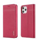 For iPhone 12 Pro Max GEBEI Top-grain Leather Horizontal Flip Protective Case with Holder & Card Slots(Rose Red) - 1