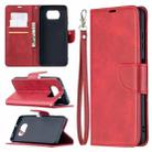 For Xiaomi Poco X3 Retro Lambskin Texture Pure Color Horizontal Flip PU Leather Case with Holder & Card Slots & Wallet & Lanyard(Red) - 1