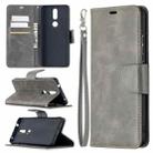 For Nokia 2.4 Retro Lambskin Texture Pure Color Horizontal Flip PU Leather Case with Holder & Card Slots & Wallet & Lanyard(Grey) - 1