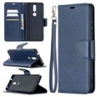 For Nokia 2.4 Retro Lambskin Texture Pure Color Horizontal Flip PU Leather Case with Holder & Card Slots & Wallet & Lanyard(Blue) - 1
