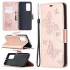 For Xiaomi Mi 10T 5G Two Butterflies Embossing Pattern Horizontal Flip Leather Case with Holder & Card Slot & Wallet & Lanyard(Rose Gold) - 1