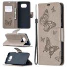 For Xiaomi Poco X3 Two Butterflies Embossing Pattern Horizontal Flip Leather Case with Holder & Card Slot & Wallet & Lanyard(Grey) - 1