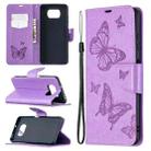 For Xiaomi Poco X3 Two Butterflies Embossing Pattern Horizontal Flip Leather Case with Holder & Card Slot & Wallet & Lanyard(Purple) - 1