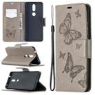 For Nokia 2.4 Two Butterflies Embossing Pattern Horizontal Flip Leather Case with Holder & Card Slot & Wallet & Lanyard(Grey) - 1