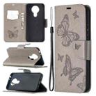 For Nokia 3.4 Two Butterflies Embossing Pattern Horizontal Flip Leather Case with Holder & Card Slot & Wallet & Lanyard(Grey) - 1