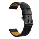 For Samsung Galaxy Watch 3 45mm Round Hole Line Leather Watch Band(Black Leather Line Orange Point) - 1