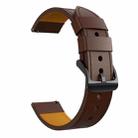 For Samsung Galaxy Watch 3 45mm Round Hole Line Leather Watch Band(Coffee Leather Line Orange Point) - 1