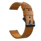 For Samsung Galaxy Watch 3 45mm Round Hole Line  Leather Watch Band(Brown Leather Line Black Point) - 1