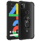 For Google Pixel 4a Shockproof Transparent TPU + Acrylic Protective Case with Ring Holder(Black) - 1