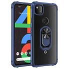 For Google Pixel 4a Shockproof Transparent TPU + Acrylic Protective Case with Ring Holder(Blue) - 1
