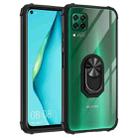For Huawei P40 Lite Shockproof Transparent TPU + Acrylic Protective Case with Ring Holder(Black) - 1