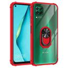 For Huawei P40 Lite Shockproof Transparent TPU + Acrylic Protective Case with Ring Holder(Red) - 1