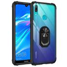 For Huawei Y7 Prime (2019) Shockproof Transparent TPU + Acrylic Protective Case with Ring Holder(Black) - 1