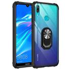 For Huawei Y7 Prime (2019) Shockproof Transparent TPU + Acrylic Protective Case with Ring Holder(Black and Silver) - 1