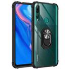 For Huawei Y9 Prime (2019) Shockproof Transparent TPU + Acrylic Protective Case with Ring Holder(Black and Silver) - 1