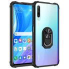 For Huawei Y9s Shockproof Transparent TPU + Acrylic Protective Case with Ring Holder(Black) - 1